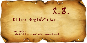 Klimo Boglárka névjegykártya